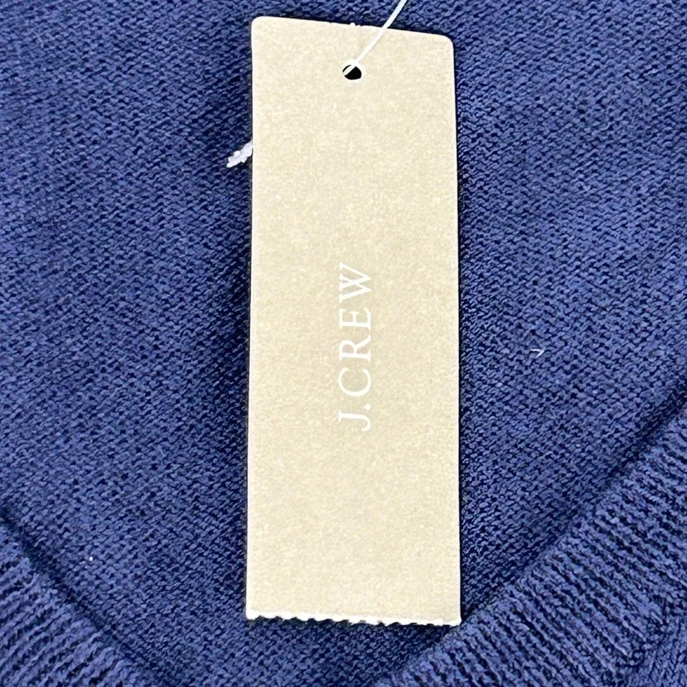 J. Crew Sweater Men's Large Navy Blue V-Neck Cotton Cashmere Blend NEW‎